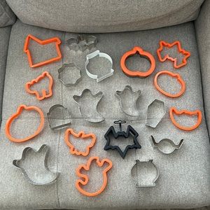 Variety of Halloween themed cookie cutters.
